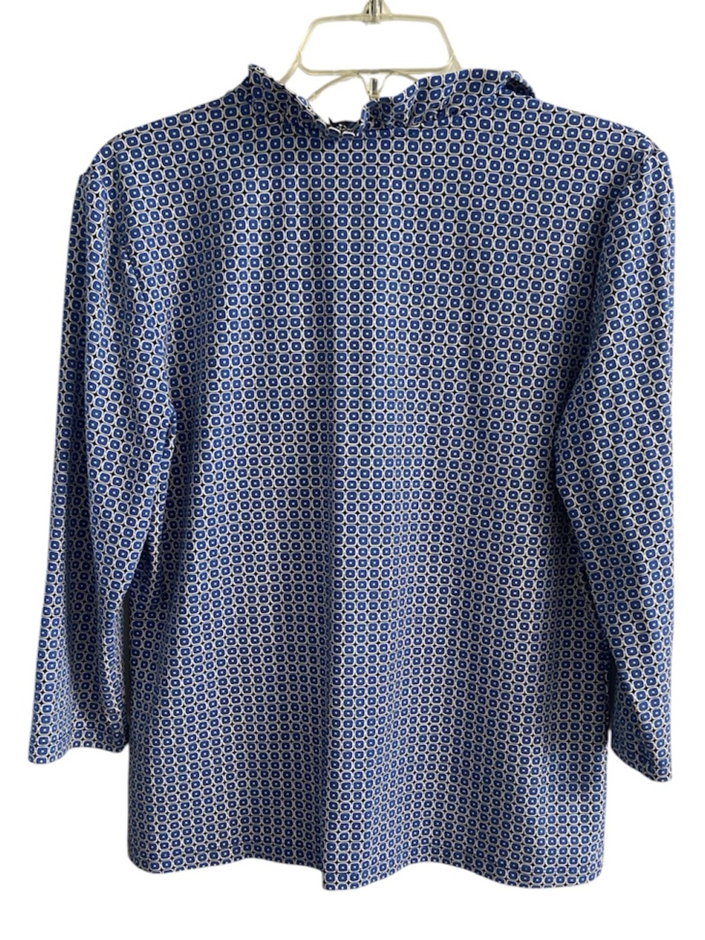 J. McLaughlin Blue Printed Ruffle V-Neck Long Sleeve Top XL - Picture 3 of 7